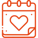 Icono de calendario con un corazón